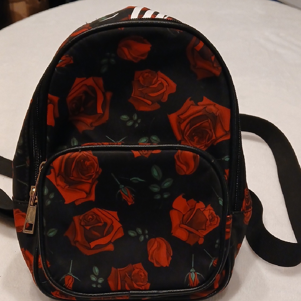 Floral Kids Backpack - Black and Red
